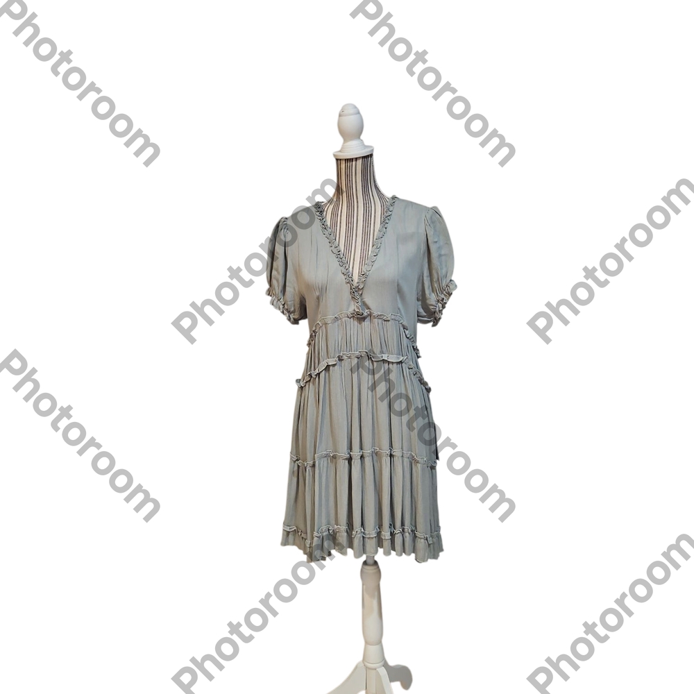 Justify Woman Green Women's Tiered Ruffles Fit&Flare Crinkle Mini Dress Size XL - Picture 3 of 14